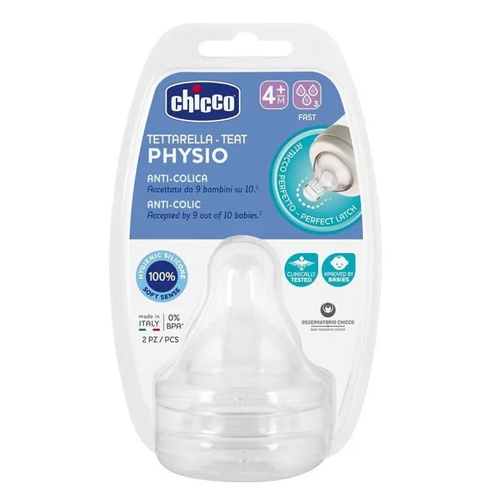 Physio Tettarella Anti-Colica in Silicone con 3 Fori 4+ mesi 2 pezzi