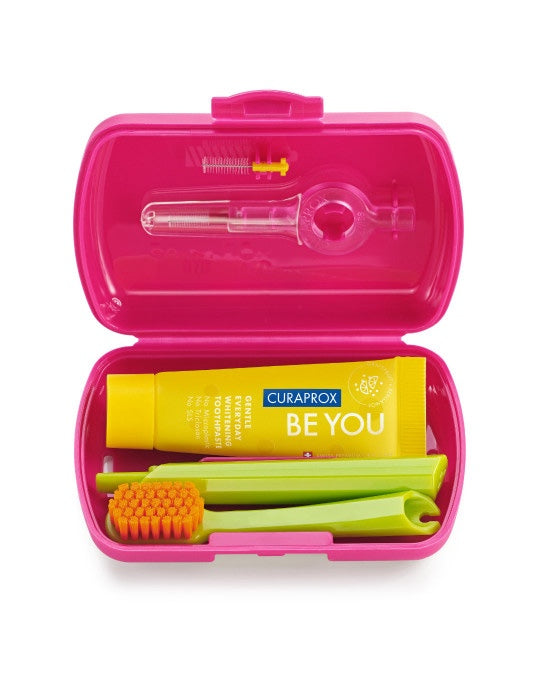 Set da Viaggio Magenta Spazzolino Dentifricio e Scovolini