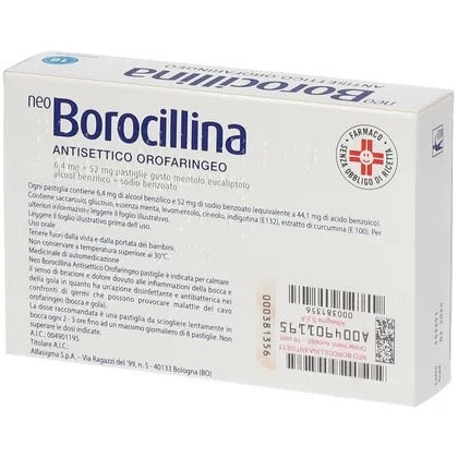Neoborocillina Antisettico Orofaringeo gusto menta 16 pastiglie