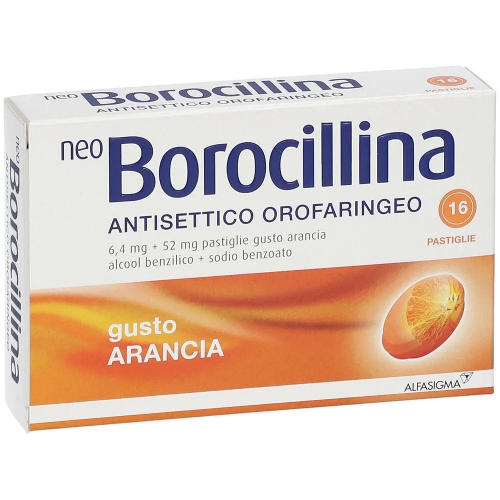 Neoborocillina Antisettico Orofaringeo gusto arancia 16 pastiglie