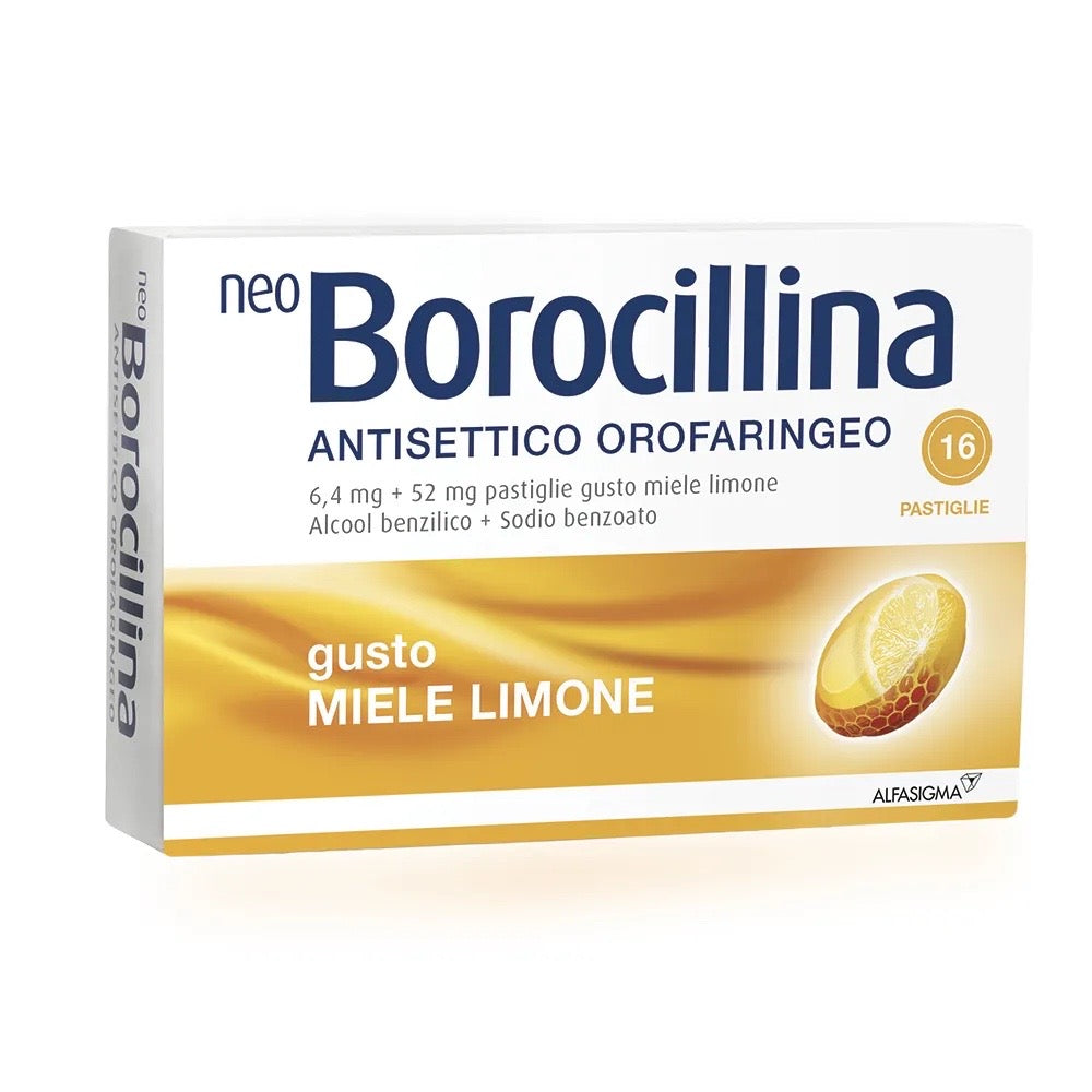 Neoborocillina Antisettico Orofaringeo gusto Miele e Limone 16 pastiglie
