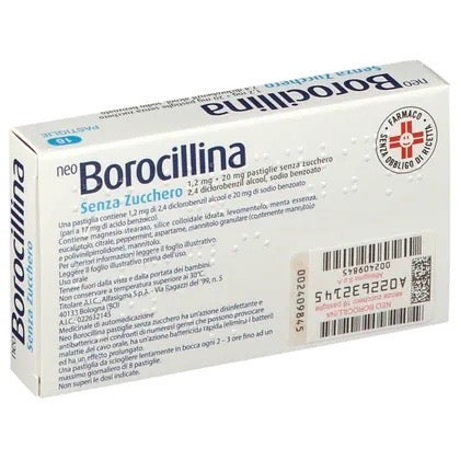 Neoborocillina Antisettico Orofaringeo 1,2mg + 20mg senza zucchero 16 pastiglie