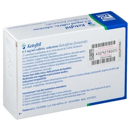 Ketoftil 0,5mg/ml Collirio 25 flaconcini monodose