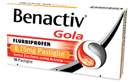 Benactiv Gola 8,75mg senza zucchero gusto Arancia 16 pastiglie