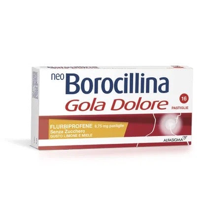 Neoborocillina Gola Dolore gusto Limone e Miele senza zucchero 16 pastiglie