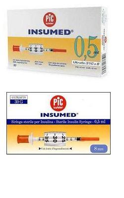 Siringa per Insulina Insumed 0,5ml G30xlunghezza 8 mm 30 pezzi