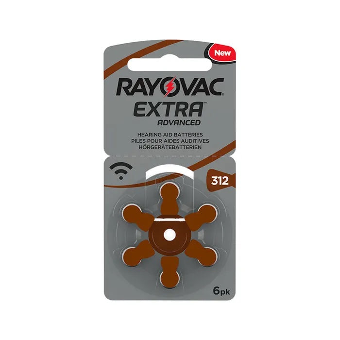Rayovac Extra Advanced 312 Batterie Zinco Ario per Amplificatore Acustico 6 pezzi