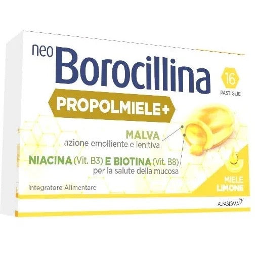 Neoborocillina Propolmiele+ gusto Miele e Limone 16 pastiglie