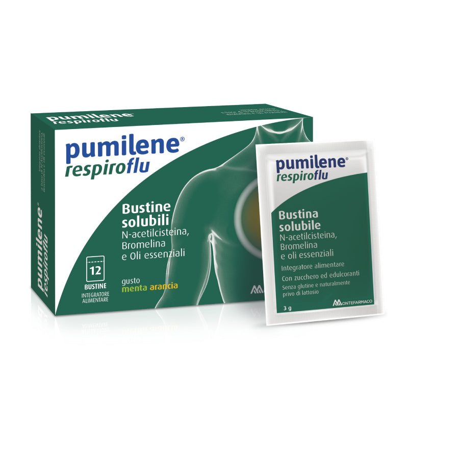 Pumilene Respiro Flu gusto Menta e Arancia 12 bustine