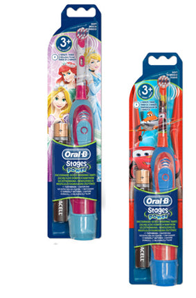 Stages Power Spazzolino a Batteria Bambini Principesse o Personaggi Cars Disney